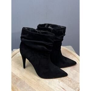 Shoedazzle Alyssa Black Stiletto Boots Womens 10‎ Heels Faux Suede Sexy